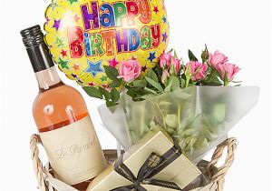 Birthday Flowers and Wine Rose Wine Gift Basket Happy Birthday Delivered Next Day
