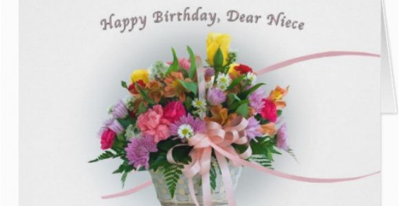 Birthday Flowers for Niece Birthday Niece Flowers In A Basket Greeting Card Zazzle