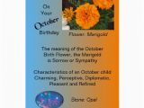 Birthday Flowers Meaning October Birthday Card Marigold and Opal Zazzle