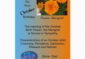 Birthday Flowers Meaning October Birthday Card Marigold and Opal Zazzle