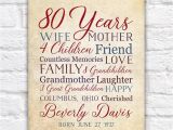 Birthday Gift for Great Grandmother 80th Birthday 80 Years Old Birthday Gift for Mother