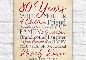 Birthday Gift for Great Grandmother 80th Birthday 80 Years Old Birthday Gift for Mother