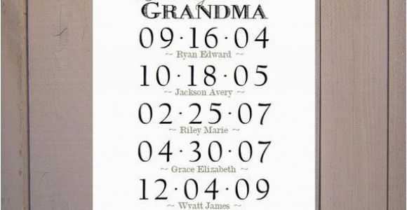 Birthday Gift Ideas for Great Grandma Grandma Gift Grandchildren Birthday Dates by