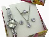 Birthday Gift Sets for Her Silver Watch Jewelry Gift Set Women Girls Flower