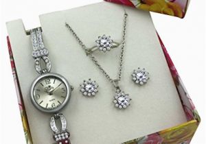 Birthday Gift Sets for Her Silver Watch Jewelry Gift Set Women Girls Flower
