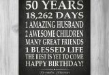 Birthday Gifts for 50 Years Old Man 50th Birthday Party Gift Personalized 50 Birthday Print Over