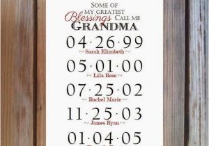 Birthday Gifts for Grandma From Baby Grandma Gift Grandchildren Birthday Dates by