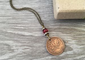 Birthday Gifts for Her Canada 50th Birthday Gift Canadian Coin Necklace 1968 One Cent