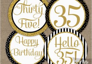 Birthday Gifts for Him 35 35th Birthday Cupcake toppers Black Gold 35 Years