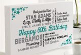 Birthday Gifts for Him 60 60th Birthday Gift Of Personalised Typographic Art