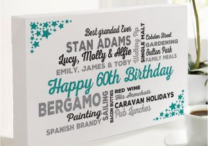 Birthday Gifts for Him 60 60th Birthday Gift Of Personalised Typographic Art