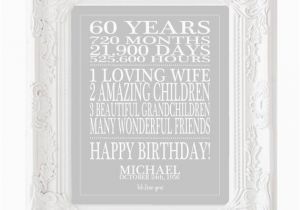 Birthday Gifts for Him 60 Years Old 60th Birthday Gift Print Personalized Birthday Sign 60 Years