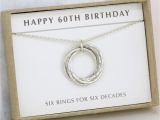 Birthday Gifts for Him 60th 60th Birthday Silver Necklace 6 Rings for 6 Decades In