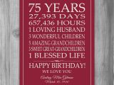 Birthday Gifts for Him 75 75th Birthday Gift Sign Print Personalized Art Mom Dad Grandma