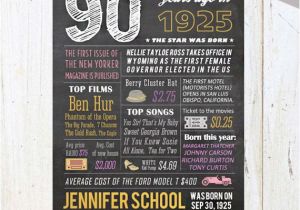 Birthday Gifts for Him 90th Personalized 90th Birthday Poster Custom 90th Birthday