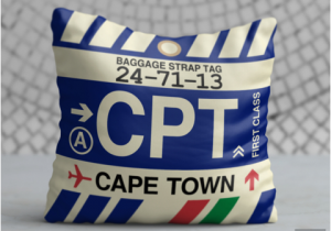 Birthday Gifts for Him Cape town Mid East Africa Airport Code Pillows City themed Gear