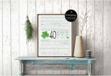 Birthday Gifts for Him Ireland Celtic Art 40th Birthday Gift Shamrock Clover Irish