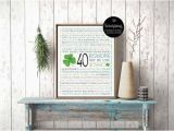 Birthday Gifts for Him Ireland Celtic Art 40th Birthday Gift Shamrock Clover Irish