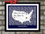 Birthday Gifts for Him Travel Anniversary Gift Us Lyrics Map Wall Art Personalized for