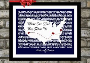Birthday Gifts for Him Travel Anniversary Gift Us Lyrics Map Wall Art Personalized for