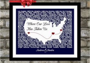 Birthday Gifts for Him Travel Anniversary Gift Us Lyrics Map Wall Art Personalized for