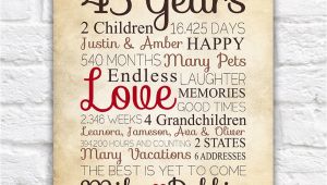 Birthday Gifts for Mens 45th Anniversary Gift for Parents 45 Year Anniversary 45th Year