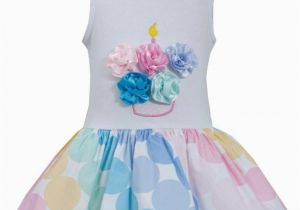 Birthday Girl Dress 4t New Bonnie Jean Birthday Cupcake Polka Dot Party Bow Satin