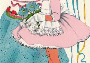 Birthday Girl Ecard Vintage 1950s for the Birthday Girl Greetings Card B71