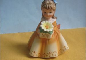 Birthday Girl Figurines Vintage Birthday Girl Figurine November by Lefton