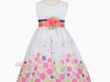Birthday Girl Outfit 4t Cotton White Colorful Dots Girl Summer Holiday Birthday