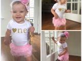 Birthday Girl Outfits for toddlers Pink and Gold First Birthday Outfit First Birthday Girl