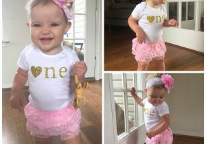 Birthday Girl Outfits for toddlers Pink and Gold First Birthday Outfit First Birthday Girl