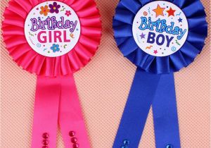 Birthday Girl Pins Favors 1pc Birthday Girl Boy Award Ribbon Rosette Badge