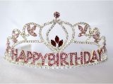 Birthday Girl Rhinestone Tiara Flower Birthday Girl Tiara with Pink Rhinestones Birthday