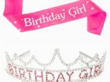 Birthday Girl Sash and Tiara Birthday Girl Tiara and Sash Bundle Rhinestone Silver Pink