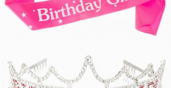 Birthday Girl Sash and Tiara Birthday Girl Tiara and Sash Bundle Rhinestone Silver Pink