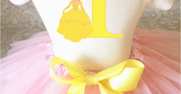 Birthday Girl Shirt and Tutu Beauty and the Beast Belle Baby Girl 1st First Birthday