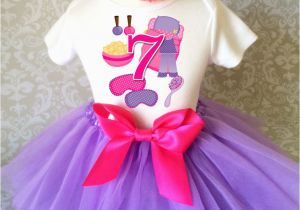 Birthday Girl Shirt and Tutu Sleepover Spa Pink Purple Girl 7th Birthday Tutu Shirt