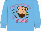 Birthday Girl Shirt Walmart Little Monkey Girl 2nd Birthday toddler Long Sleeve T