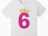 Birthday Girl Shirts Kids Kids 6th Birthday Girl Princess Crown Pink T Shirt 6 White