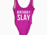 Birthday Girl Swimsuit 2017 Birthday Slay Letter Swimwear One Piece High Waist