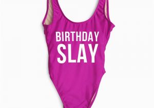 Birthday Girl Swimsuit 2017 Birthday Slay Letter Swimwear One Piece High Waist