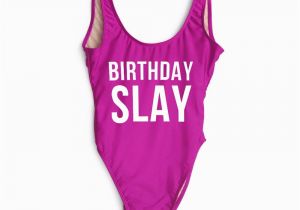 Birthday Girl Swimsuit 2017 Birthday Slay Letter Swimwear One Piece High Waist