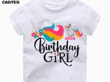 Birthday Girl T Shirt Designs Happy Birthday Girl Unicorn Kawaii Cartoon Design T Shirt