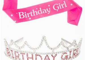 Birthday Girl Tiara and Sash Birthday Girl Tiara and Sash Bundle Rhinestone Silver Pink
