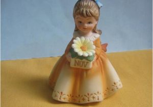 Birthday Girls Figurines Vintage Birthday Girl Figurine November by Lefton