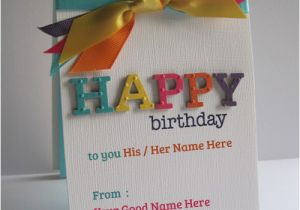 Birthday Greeting Card with Name and Photo Print and Writing Name On Purple Birthday Cake Wishes