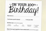 Birthday Ideas for 27 Year Old Male 100th Birthday Party Game Card Funny Milestone Printable Pdf