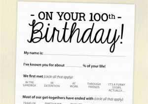 Birthday Ideas for 27 Year Old Male 100th Birthday Party Game Card Funny Milestone Printable Pdf