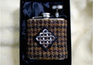 Birthday Ideas for Him Scotland Harris Tweed Hip Flask Mens Gift Scottish Made In Scotland